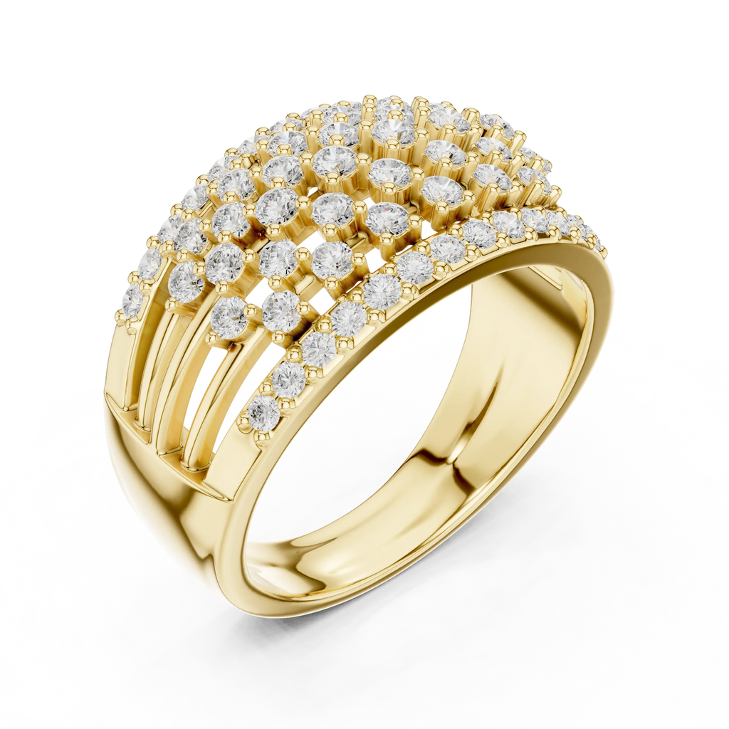 10K White Gold Multi-Row Lattice Lab Grown Diamond Statement Band