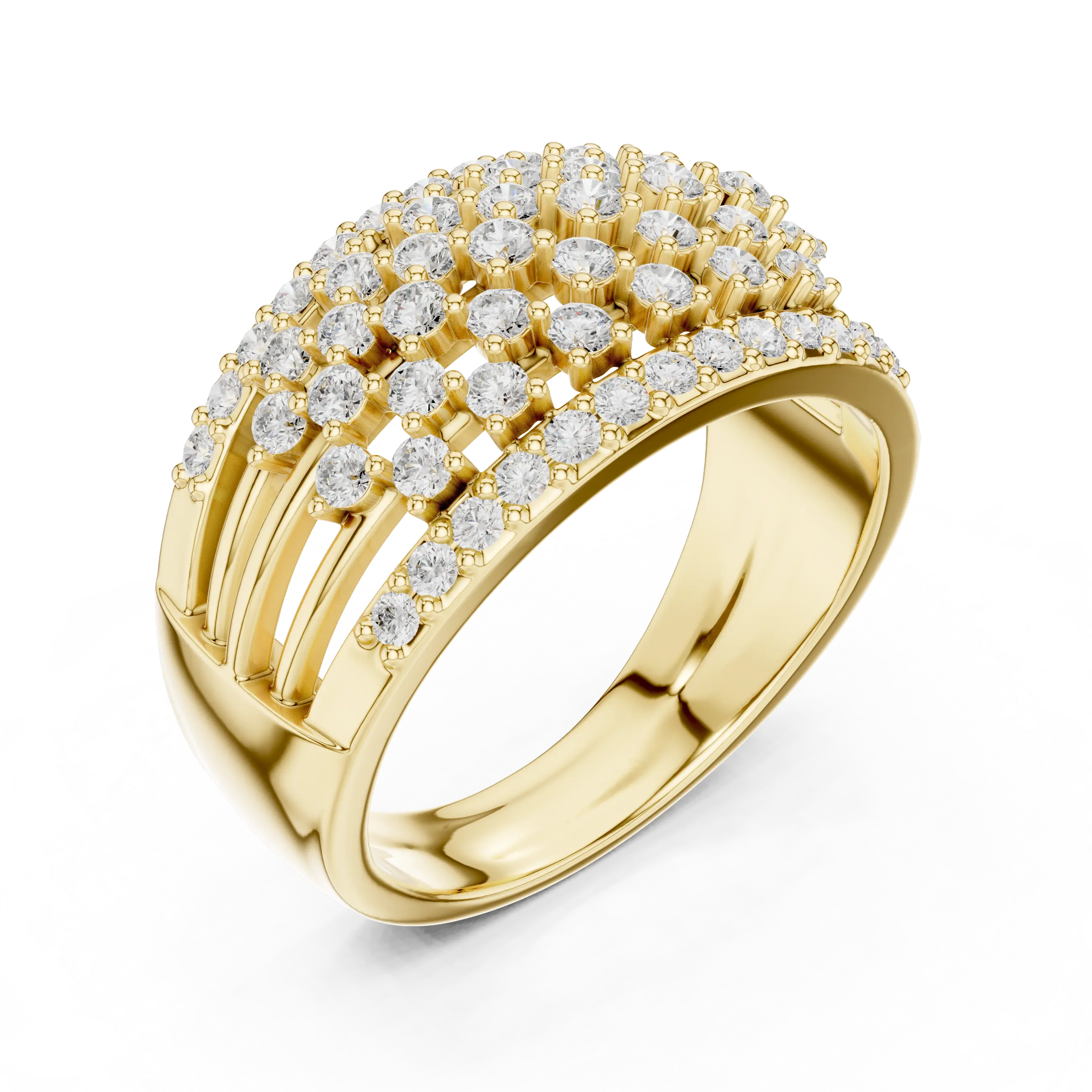 10K White Gold Multi-Row Lattice Lab Grown Diamond Statement Band