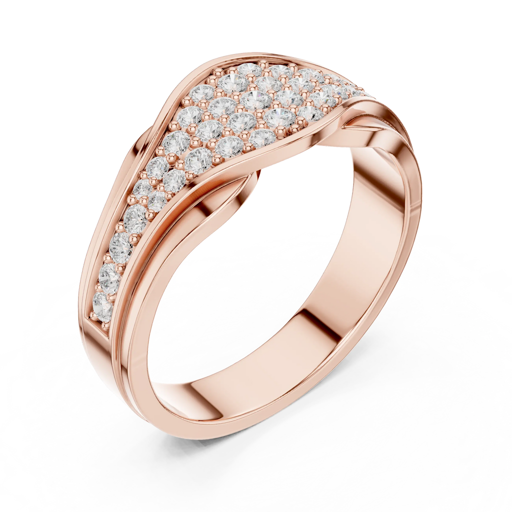 18K White Gold Contoured Wave Pavé Lab Growwn Diamond Band