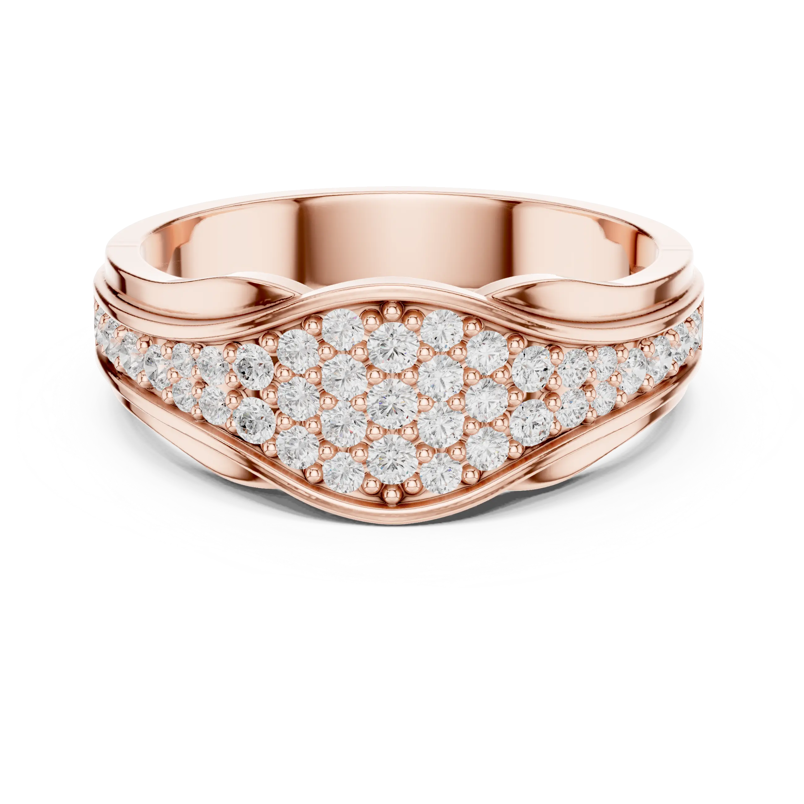 18K White Gold Contoured Wave Pavé Lab Growwn Diamond Band