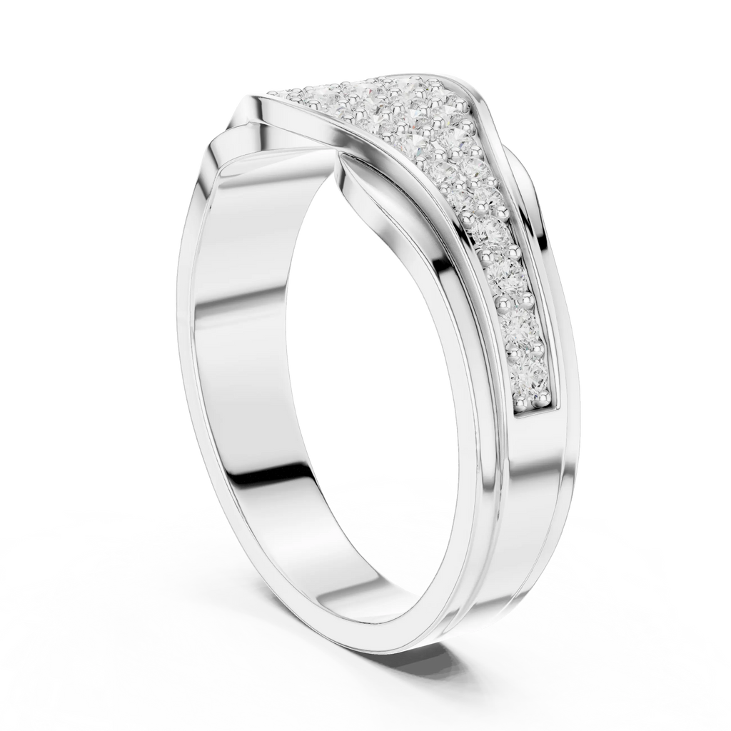 18K White Gold Contoured Wave Pavé Lab Growwn Diamond Band