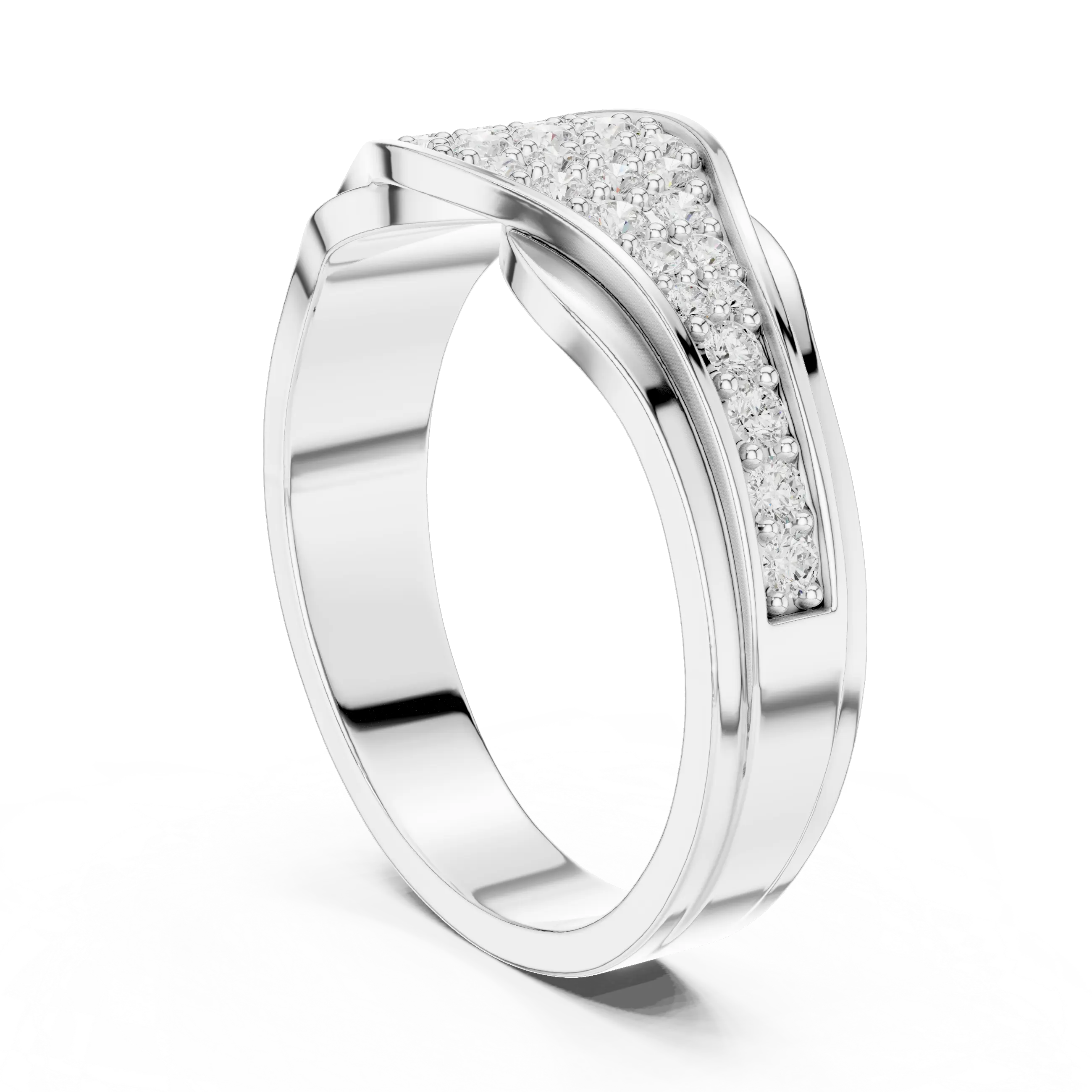 18K White Gold Contoured Wave Pavé Lab Growwn Diamond Band