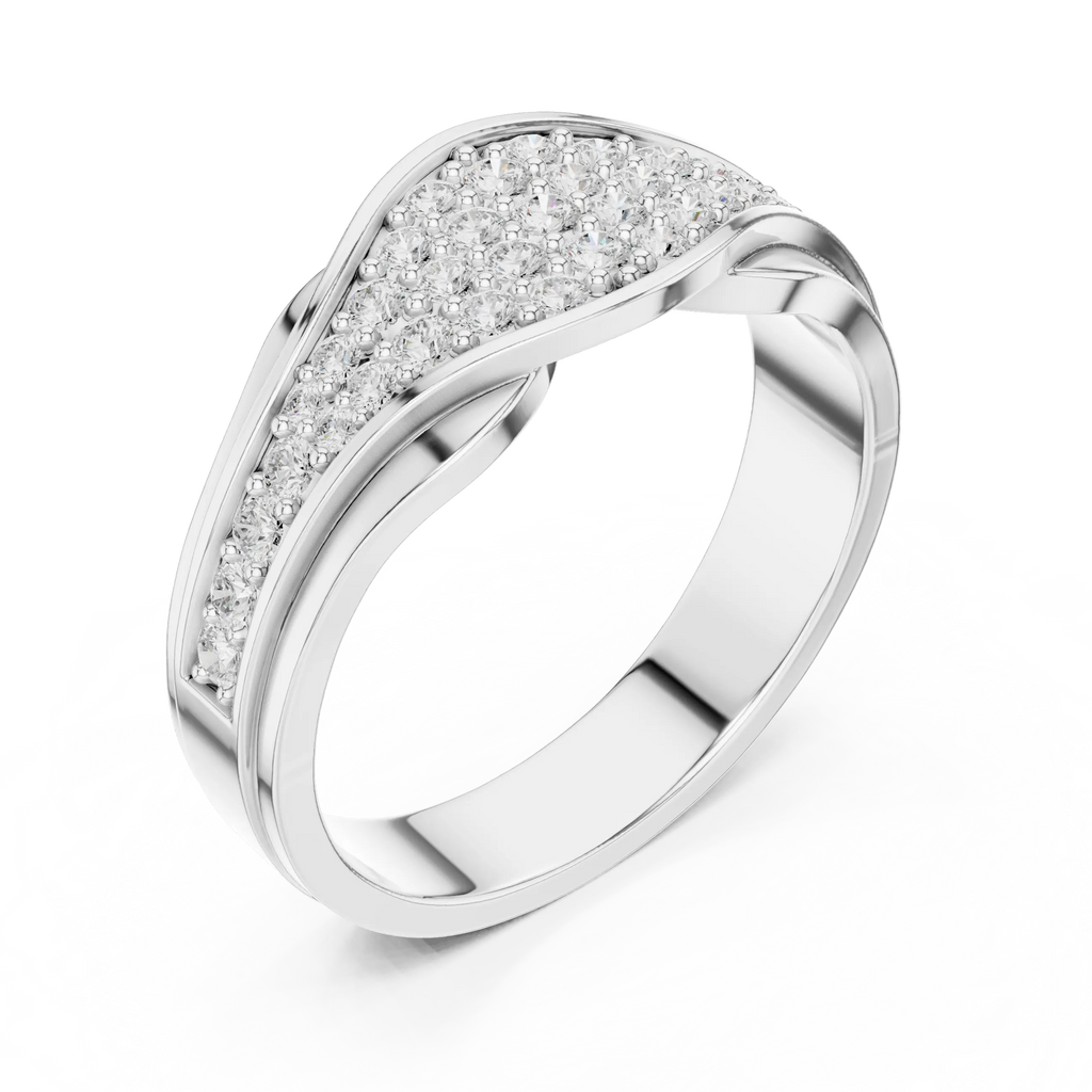18K White Gold Contoured Wave Pavé Lab Growwn Diamond Band