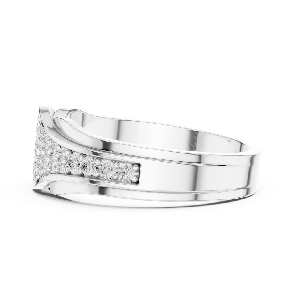 18K White Gold Contoured Wave Pavé Lab Growwn Diamond Band