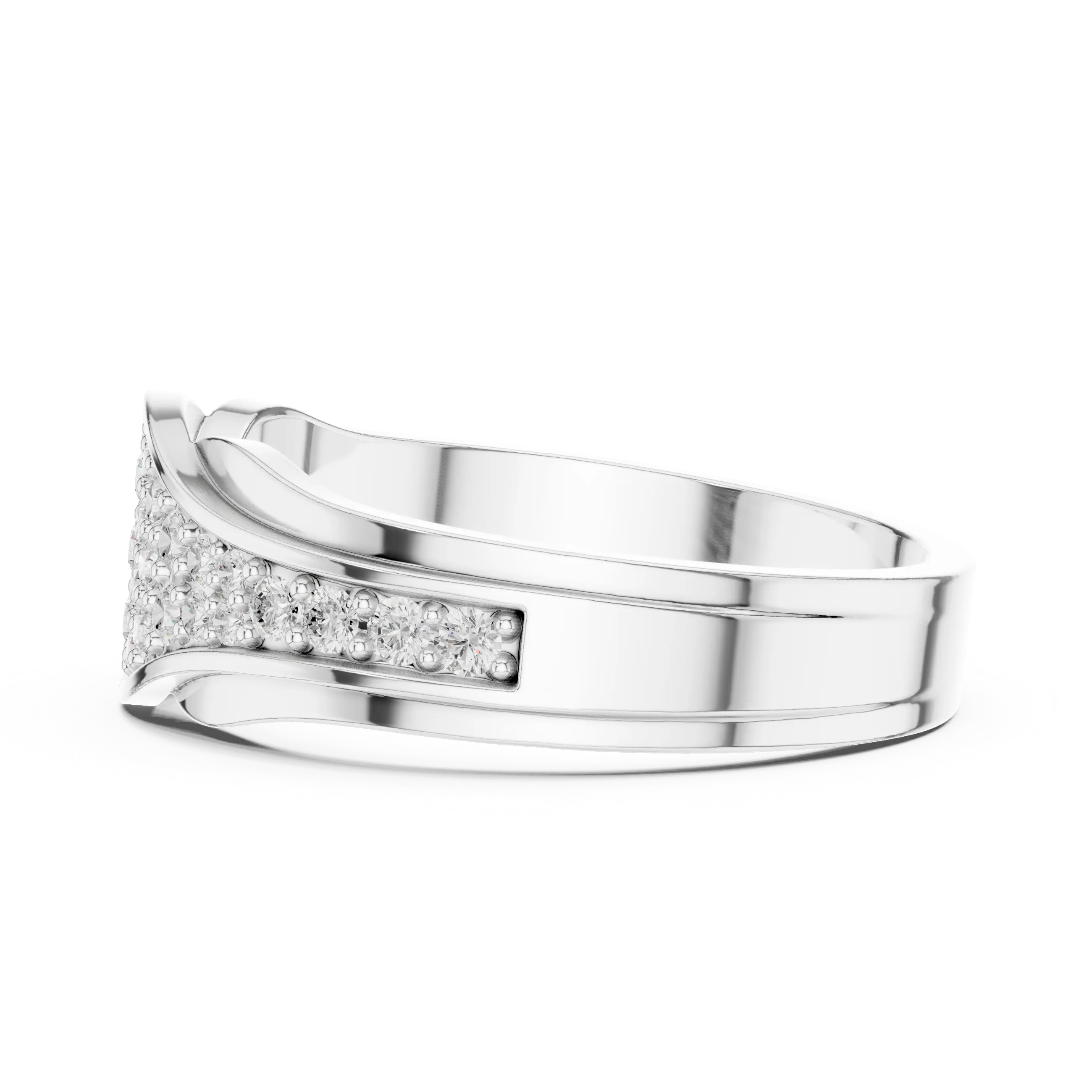18K White Gold Contoured Wave Pavé Lab Growwn Diamond Band