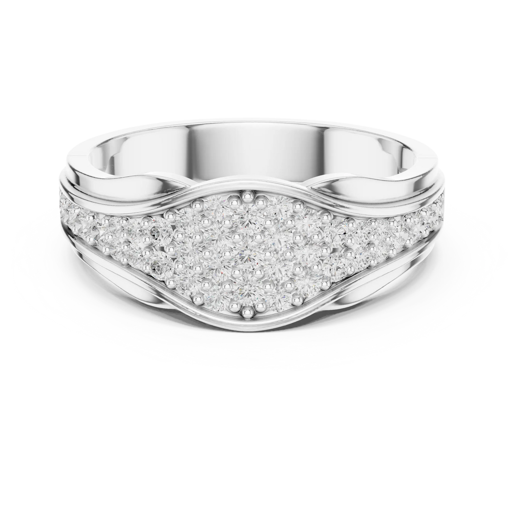 18K White Gold Contoured Wave Pavé Lab Growwn Diamond Band
