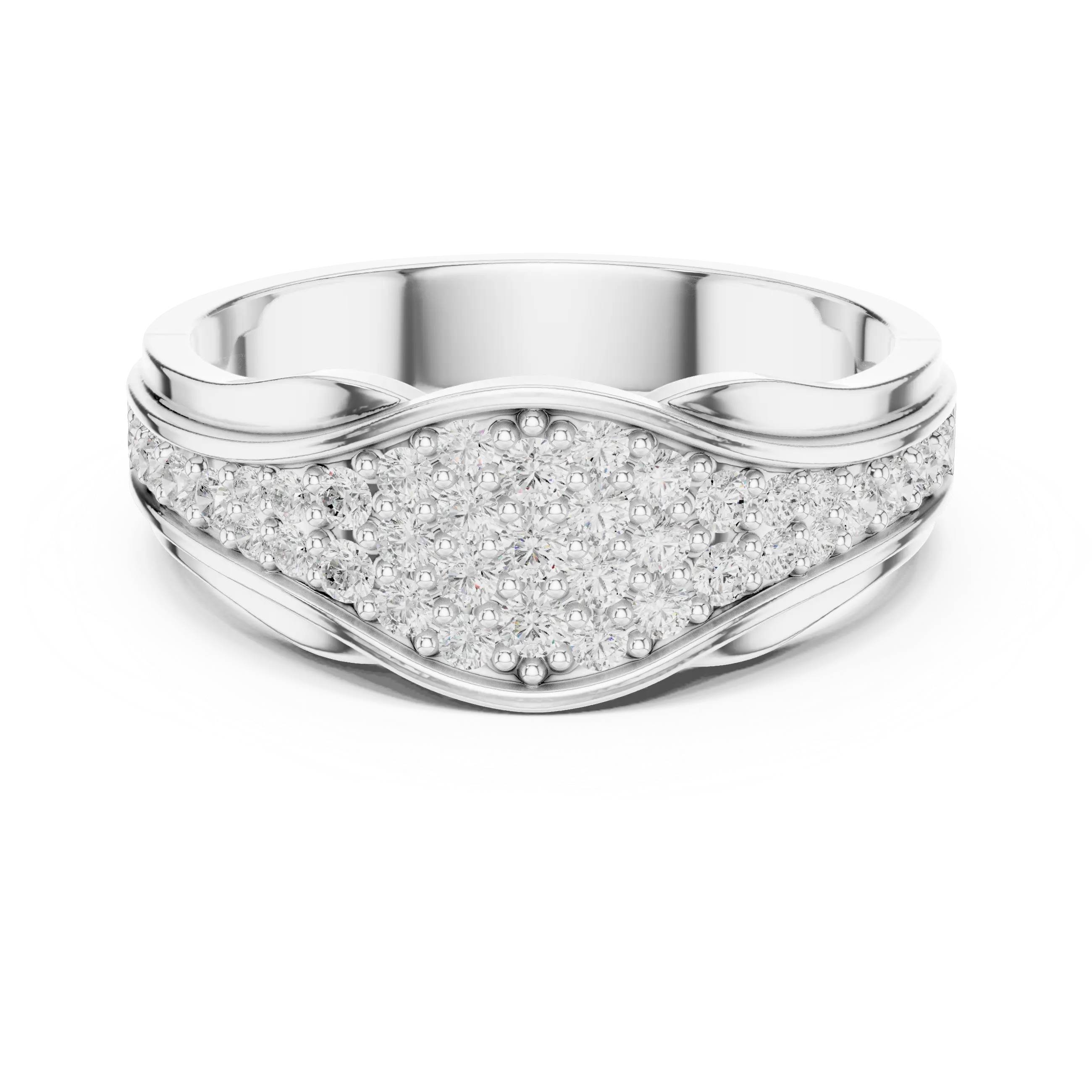 18K White Gold Contoured Wave Pavé Lab Growwn Diamond Band