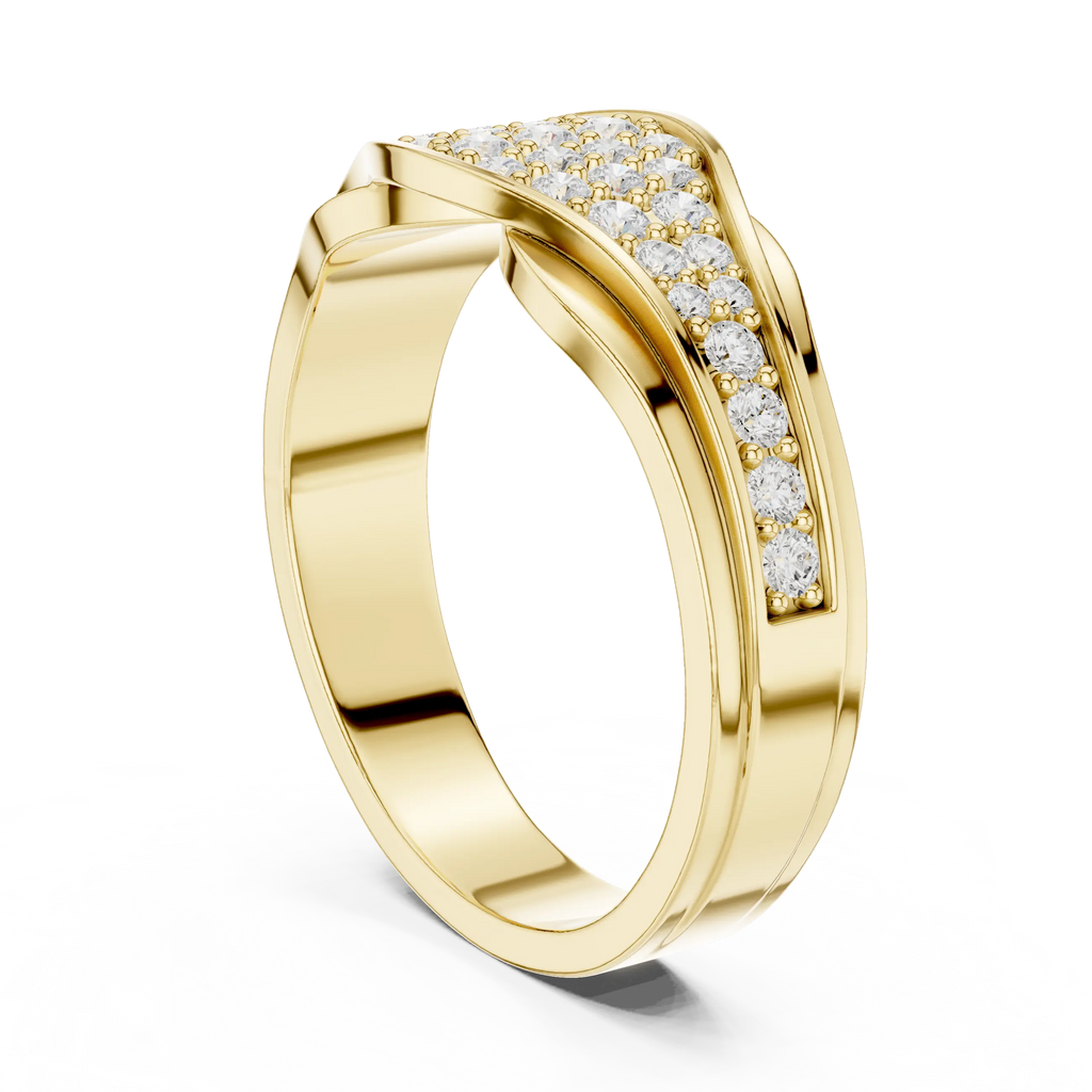 18K White Gold Contoured Wave Pavé Lab Growwn Diamond Band
