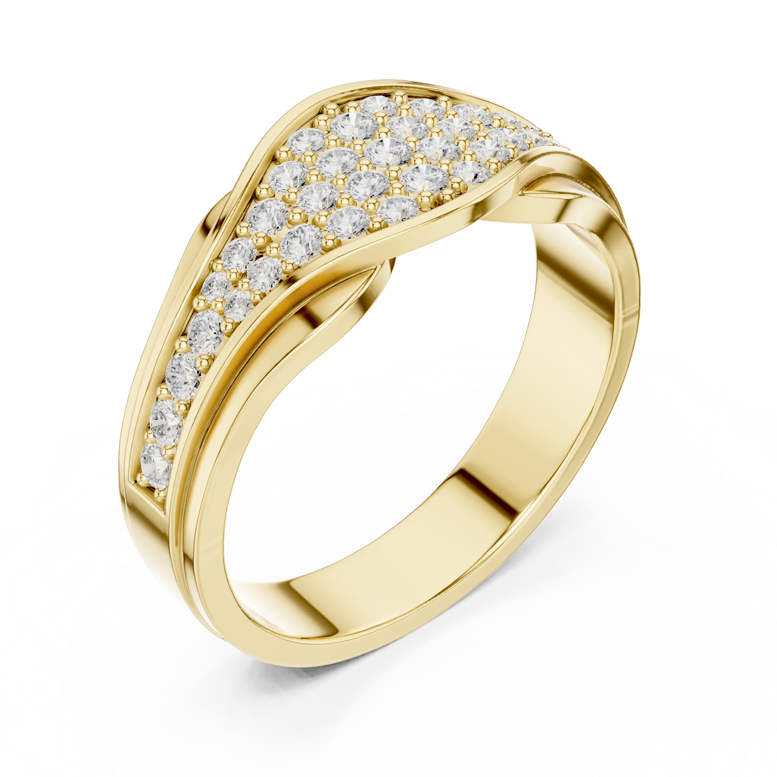 18K White Gold Contoured Wave Pavé Lab Growwn Diamond Band