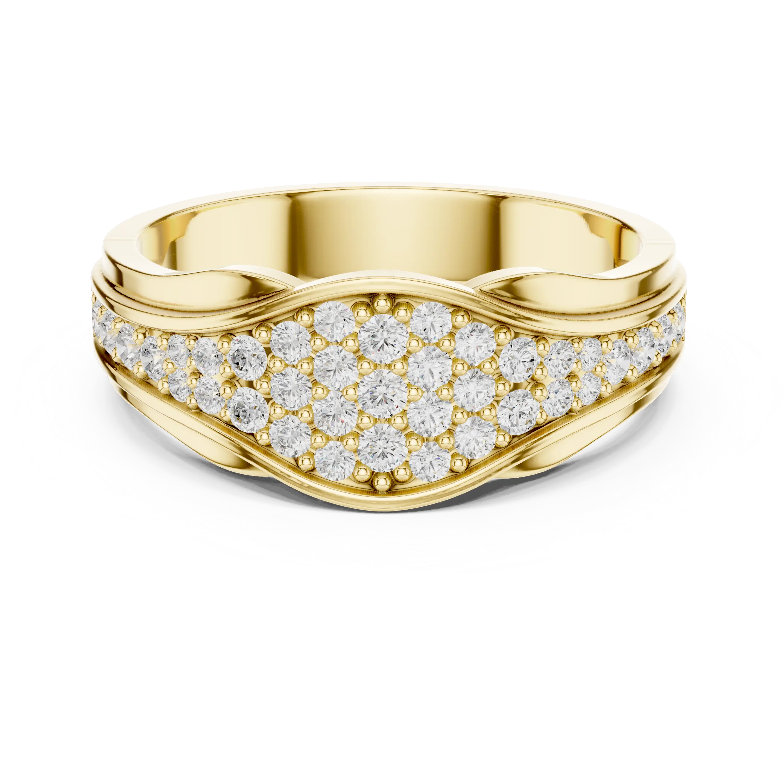 18K White Gold Contoured Wave Pavé Lab Growwn Diamond Band