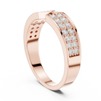 14K Yellow Gold Double Row Channel-Set Moissanite Diamond Band
