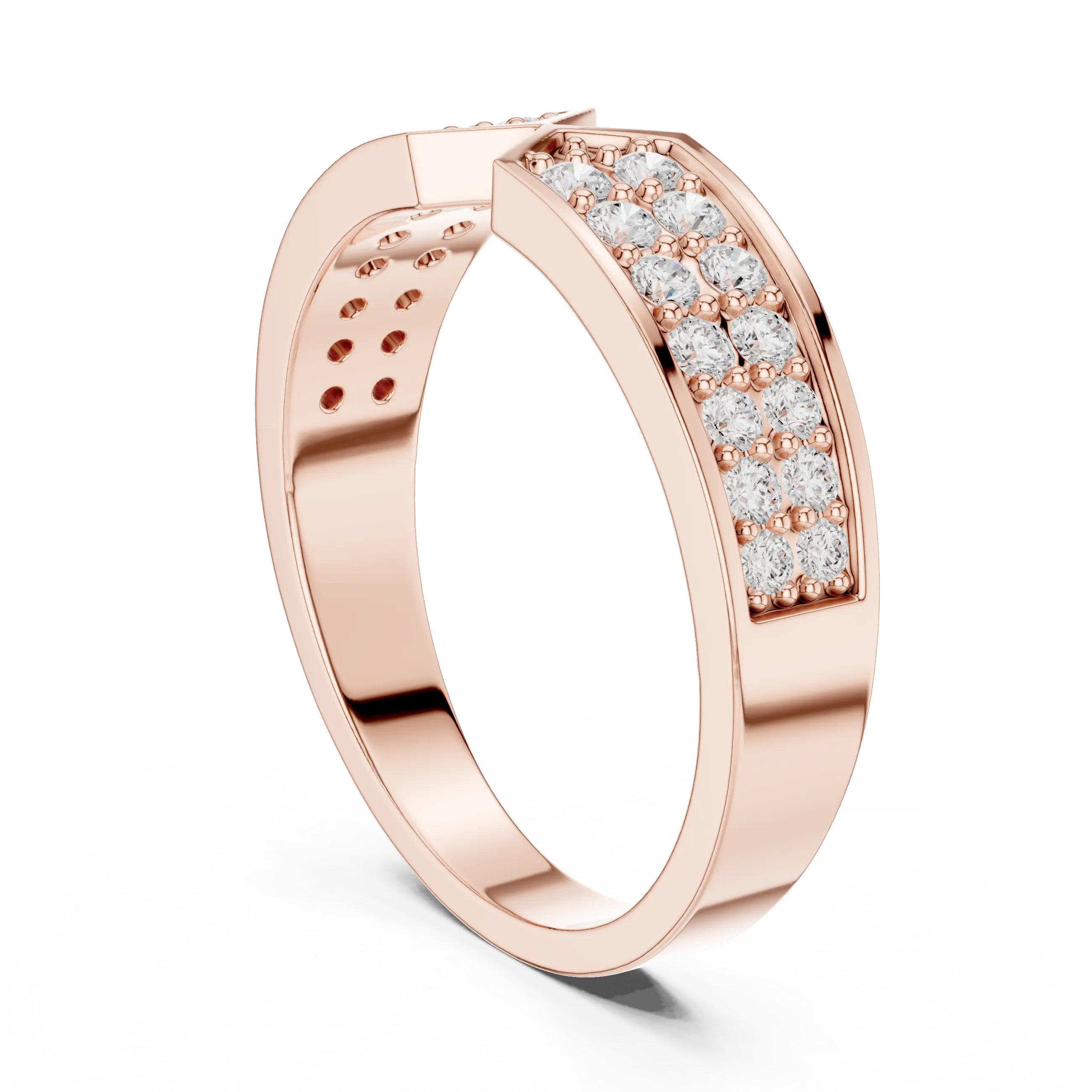 14K Yellow Gold Double Row Channel-Set Moissanite Diamond Band