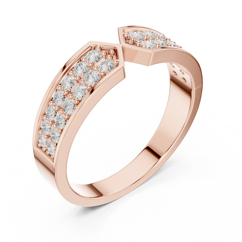 14K Yellow Gold Double Row Channel-Set Moissanite Diamond Band