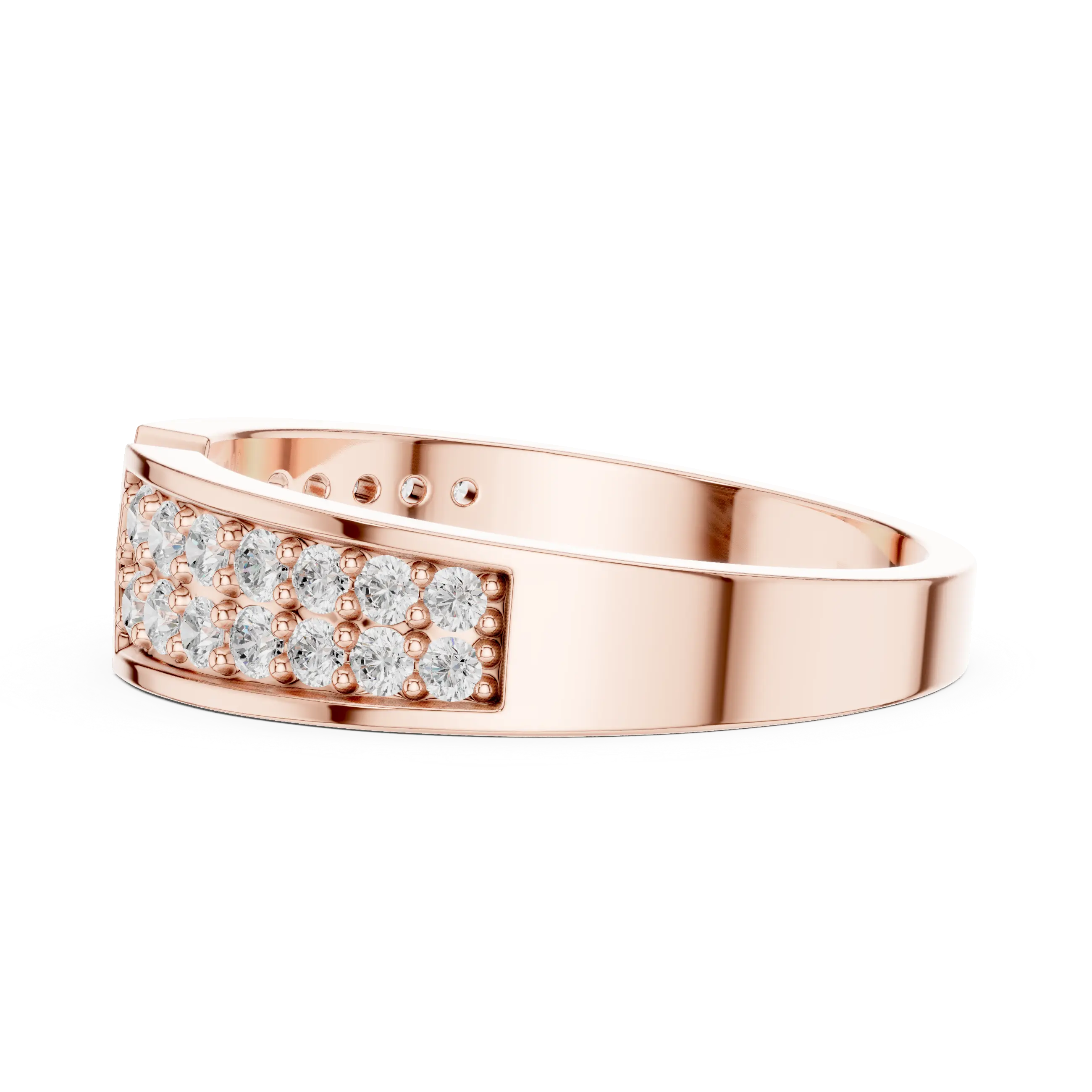 14K Yellow Gold Double Row Channel-Set Moissanite Diamond Band