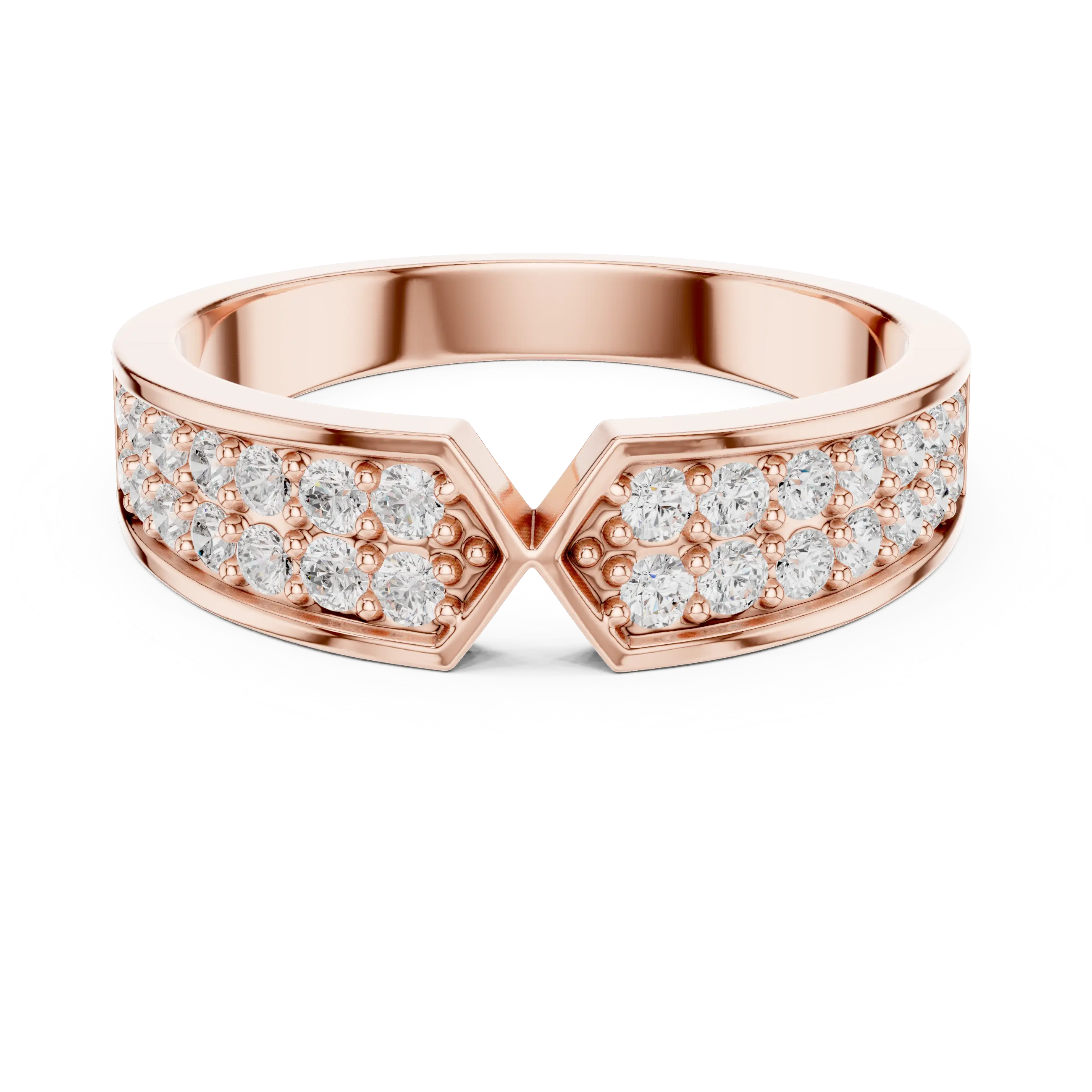 14K Yellow Gold Double Row Channel-Set Moissanite Diamond Band