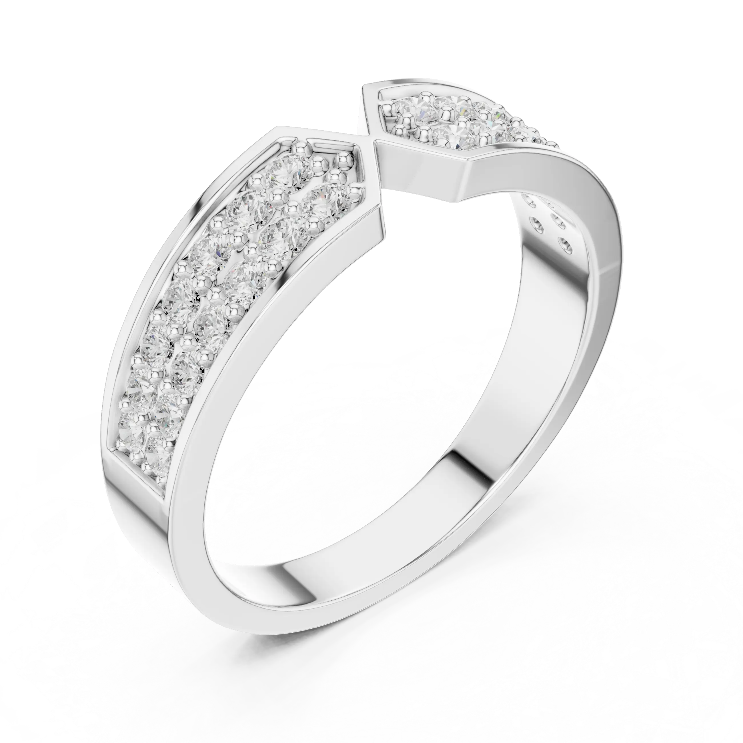 14K Yellow Gold Double Row Channel-Set Moissanite Diamond Band