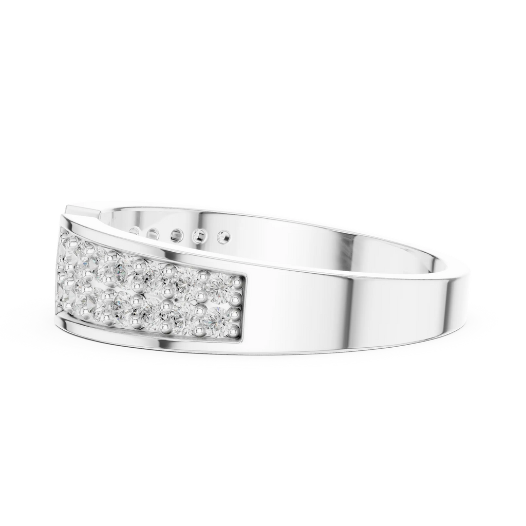 14K Yellow Gold Double Row Channel-Set Moissanite Diamond Band