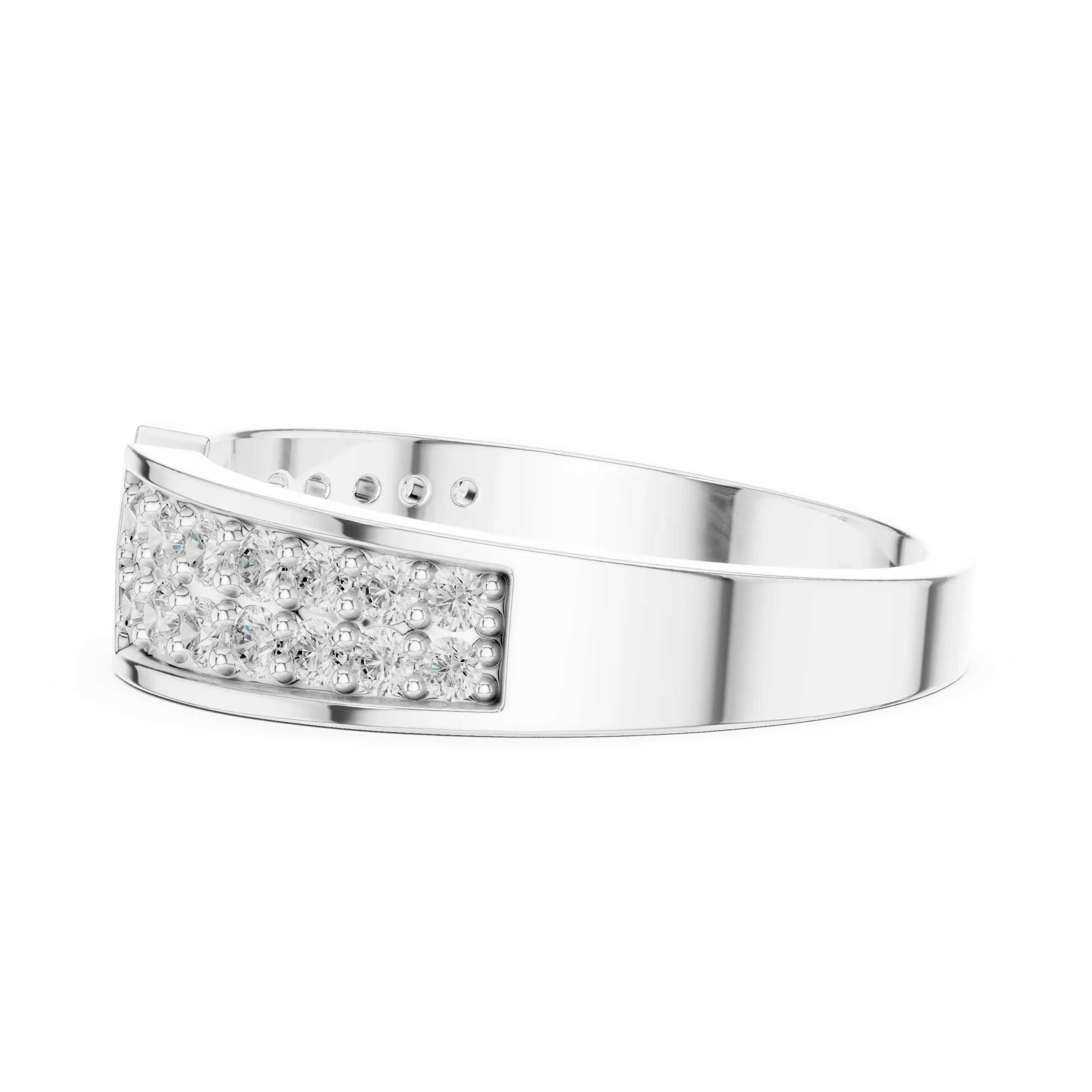 14K Yellow Gold Double Row Channel-Set Moissanite Diamond Band