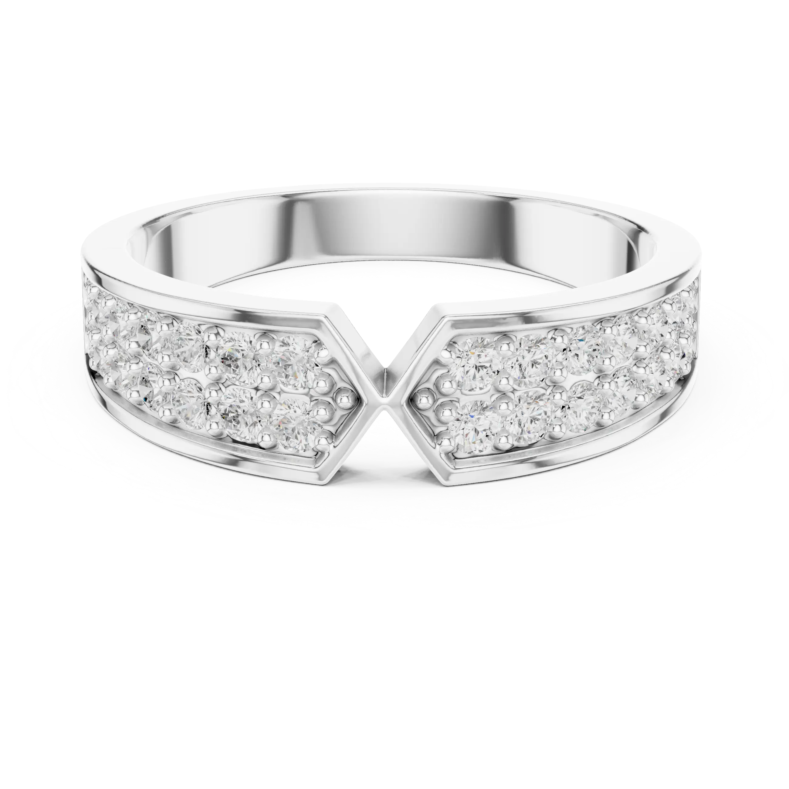 14K Yellow Gold Double Row Channel-Set Moissanite Diamond Band