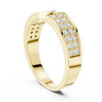 14K Yellow Gold Double Row Channel-Set Moissanite Diamond Band