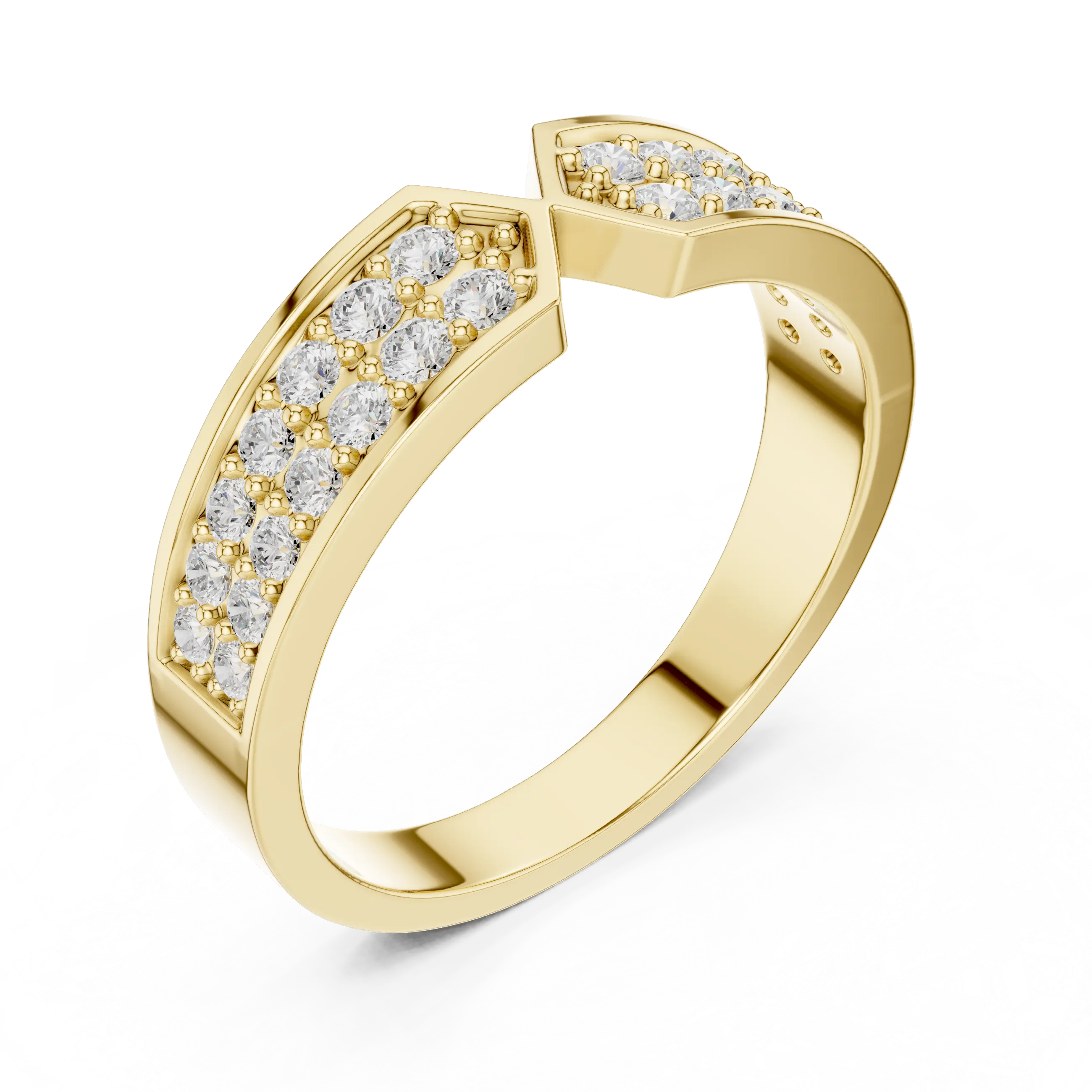14K Yellow Gold Double Row Channel-Set Moissanite Diamond Band
