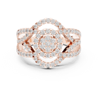 10K White Gold Round Lab Grown Diamond Criss-Cross Halo Ring