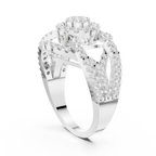 10K White Gold Round Lab Grown Diamond Criss-Cross Halo Ring