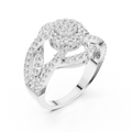 10K White Gold Round Lab Grown Diamond Criss-Cross Halo Ring