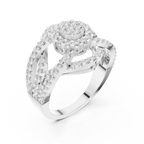 10K White Gold Round Lab Grown Diamond Criss-Cross Halo Ring