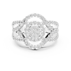 10K White Gold Round Lab Grown Diamond Criss-Cross Halo Ring