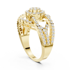 10K White Gold Round Lab Grown Diamond Criss-Cross Halo Ring