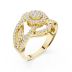 10K White Gold Round Lab Grown Diamond Criss-Cross Halo Ring