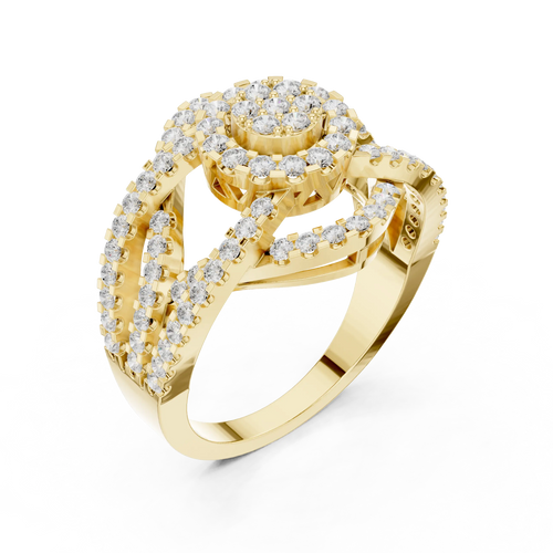 10K White Gold Round Lab Grown Diamond Criss-Cross Halo Ring