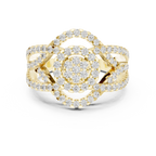 10K White Gold Round Lab Grown Diamond Criss-Cross Halo Ring