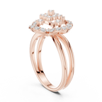 14K Rose Gold Crown Moissanite Diamond Cluster Halo Ring