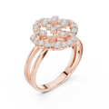14K Rose Gold Crown Moissanite Diamond Cluster Halo Ring