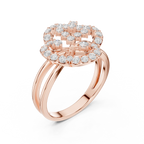 14K Rose Gold Crown Moissanite Diamond Cluster Halo Ring