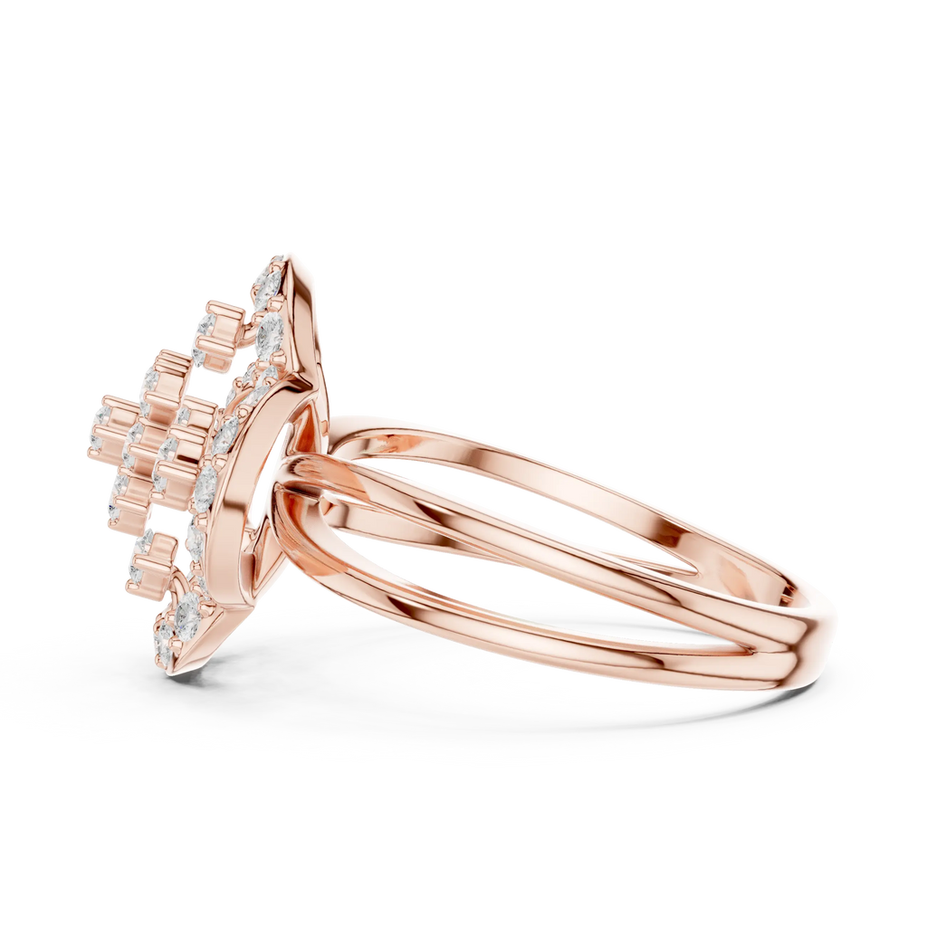 14K Rose Gold Crown Moissanite Diamond Cluster Halo Ring