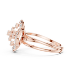 14K Rose Gold Crown Moissanite Diamond Cluster Halo Ring
