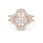14K Rose Gold Crown Moissanite Diamond Cluster Halo Ring