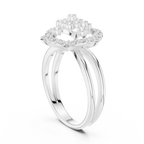 14K Rose Gold Crown Moissanite Diamond Cluster Halo Ring