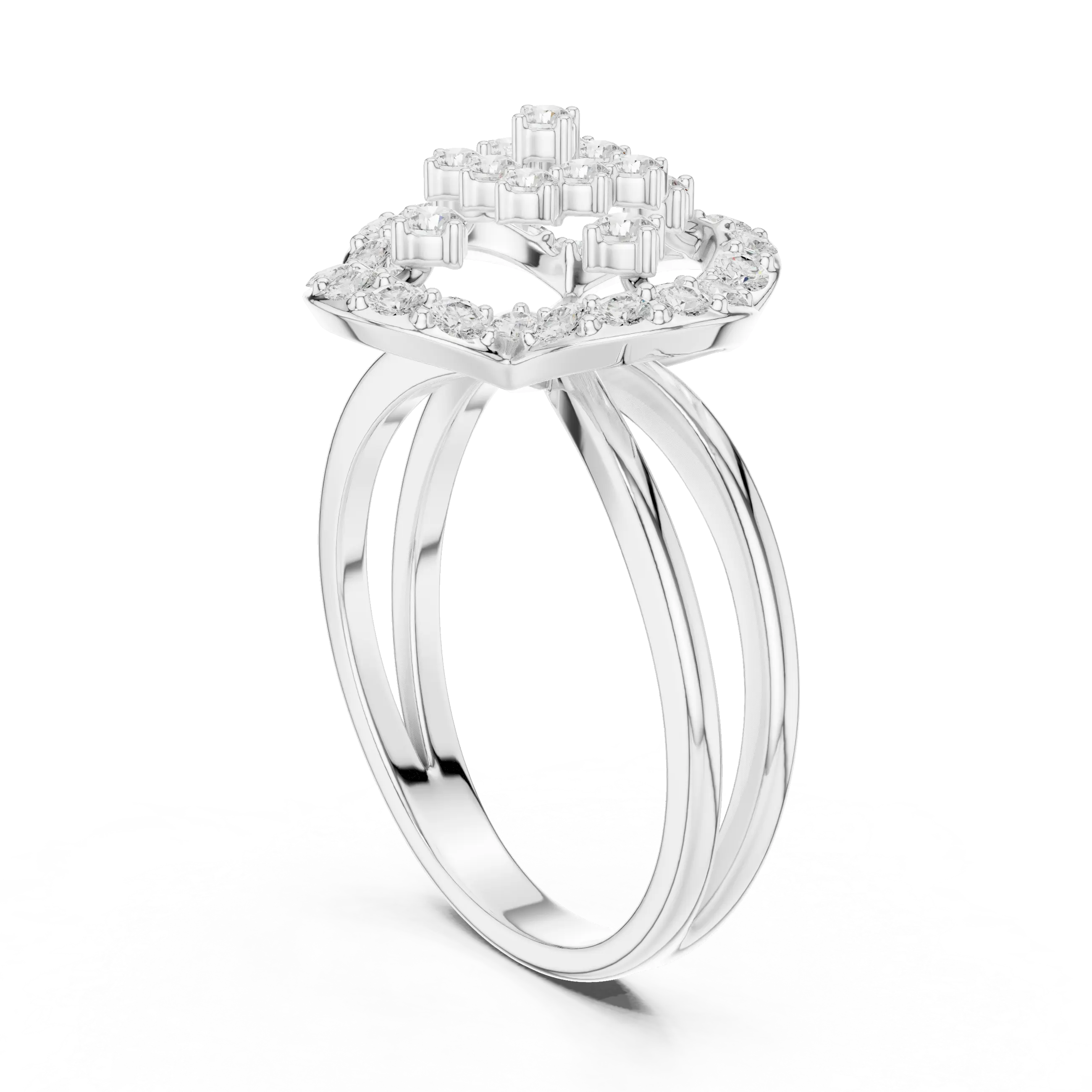 14K Rose Gold Crown Moissanite Diamond Cluster Halo Ring