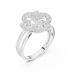 14K Rose Gold Crown Moissanite Diamond Cluster Halo Ring