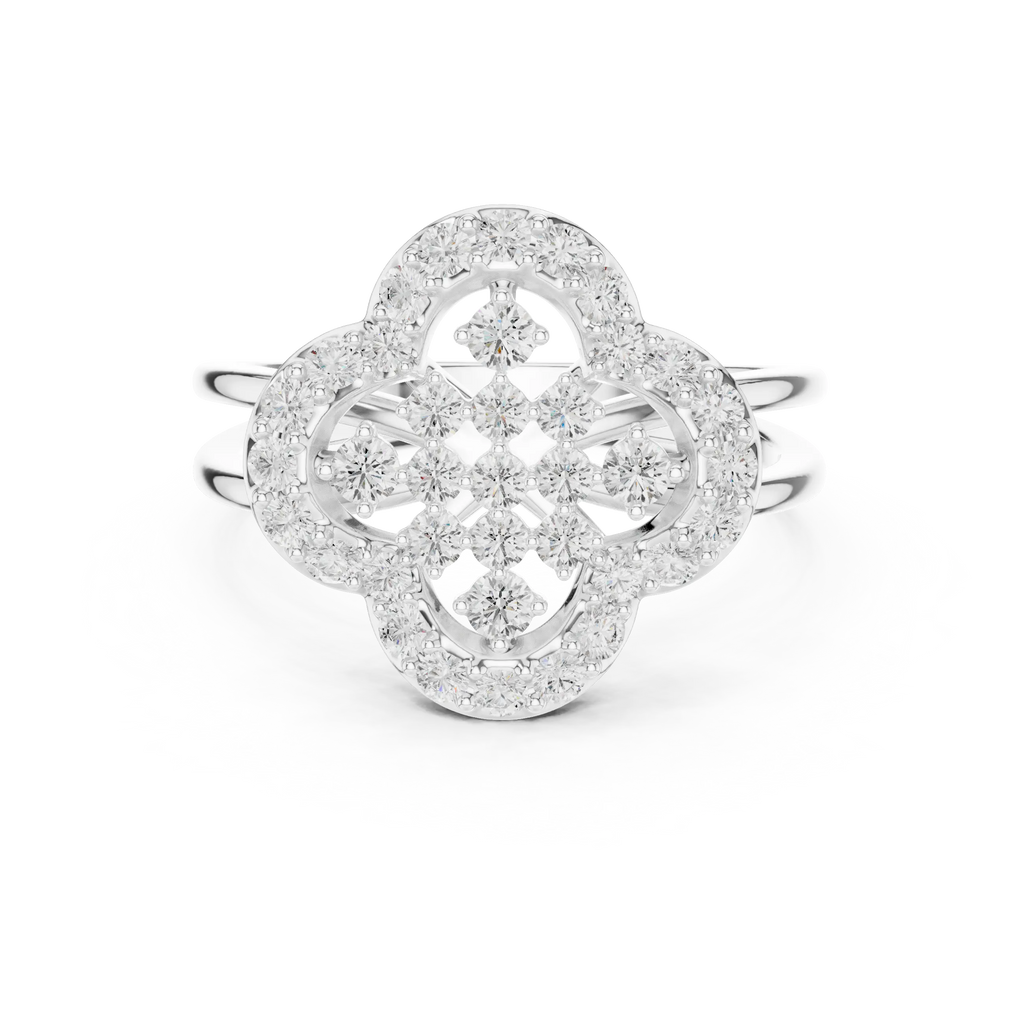 14K Rose Gold Crown Moissanite Diamond Cluster Halo Ring