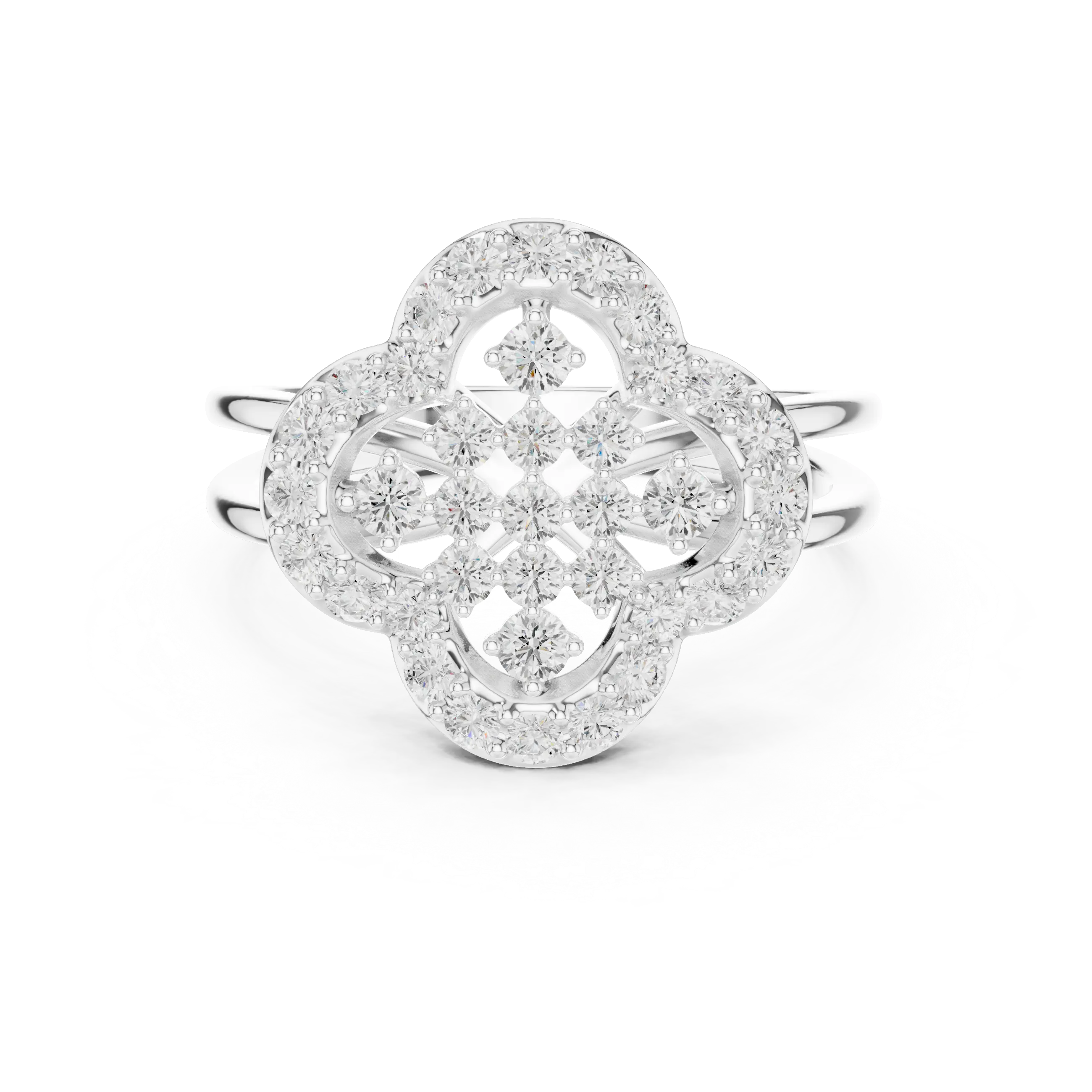14K Rose Gold Crown Moissanite Diamond Cluster Halo Ring