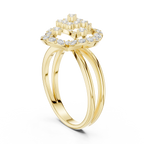 14K Rose Gold Crown Moissanite Diamond Cluster Halo Ring