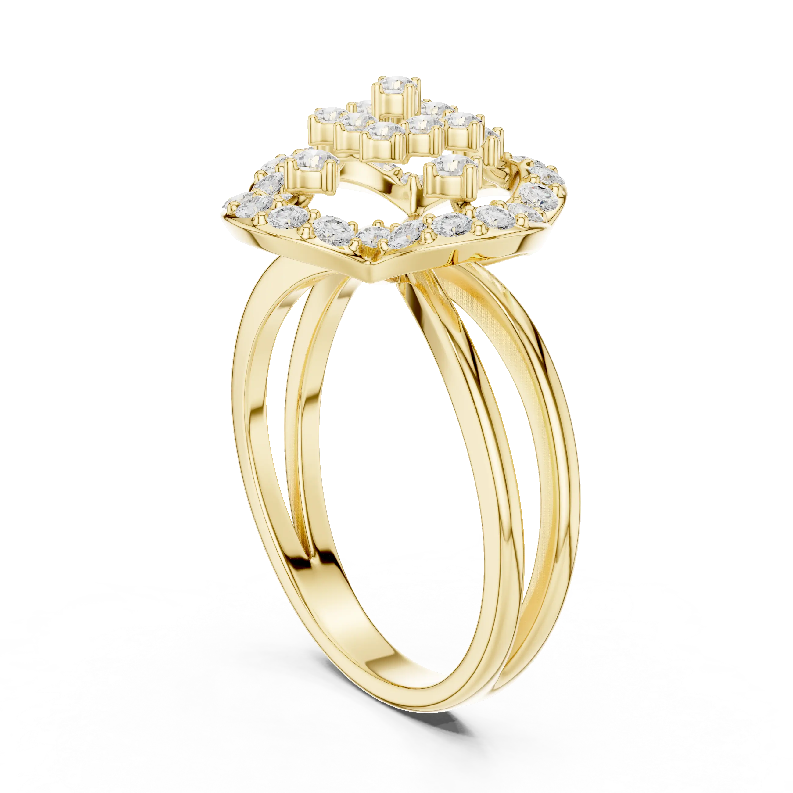 14K Rose Gold Crown Moissanite Diamond Cluster Halo Ring