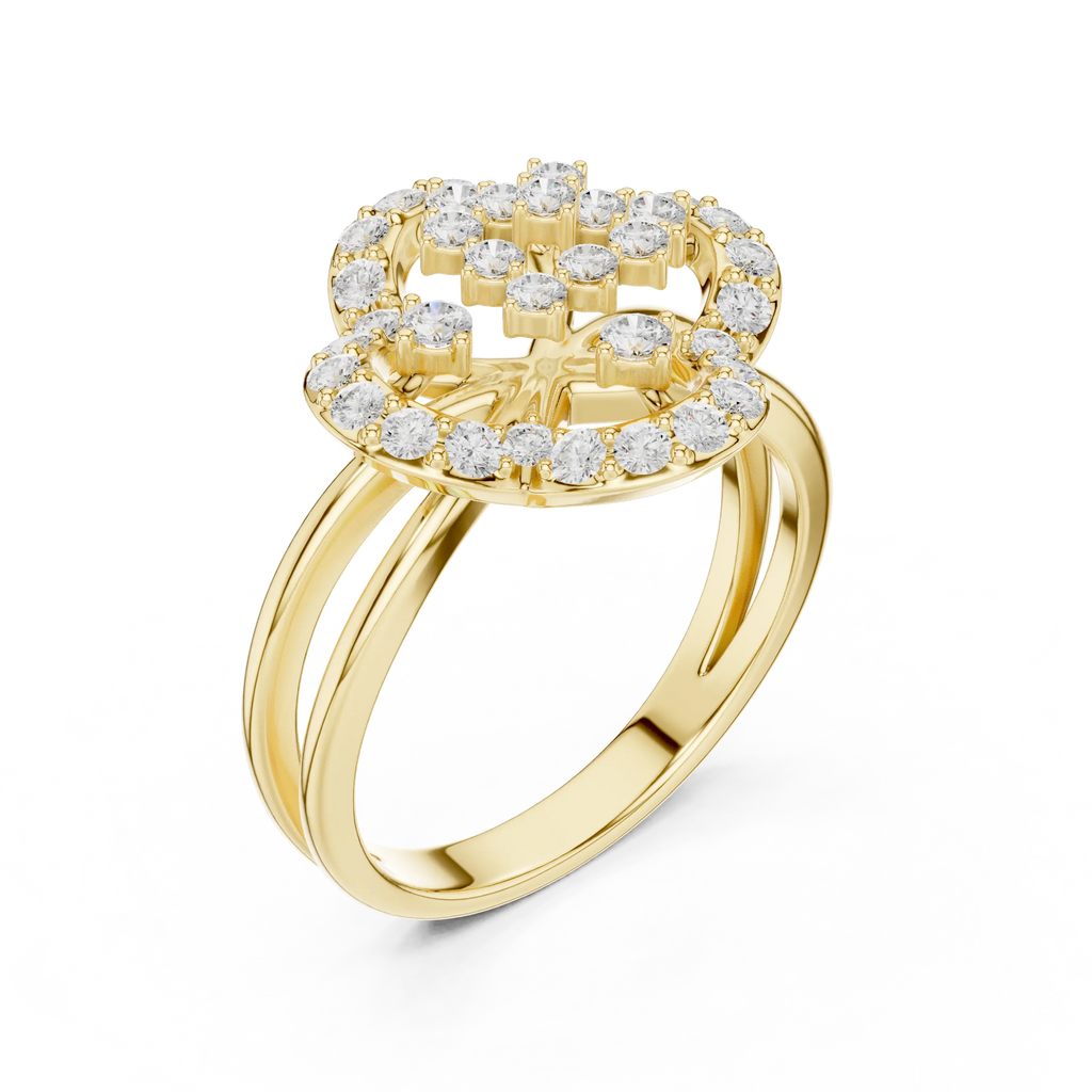14K Rose Gold Crown Moissanite Diamond Cluster Halo Ring
