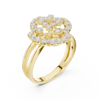 14K Rose Gold Crown Moissanite Diamond Cluster Halo Ring