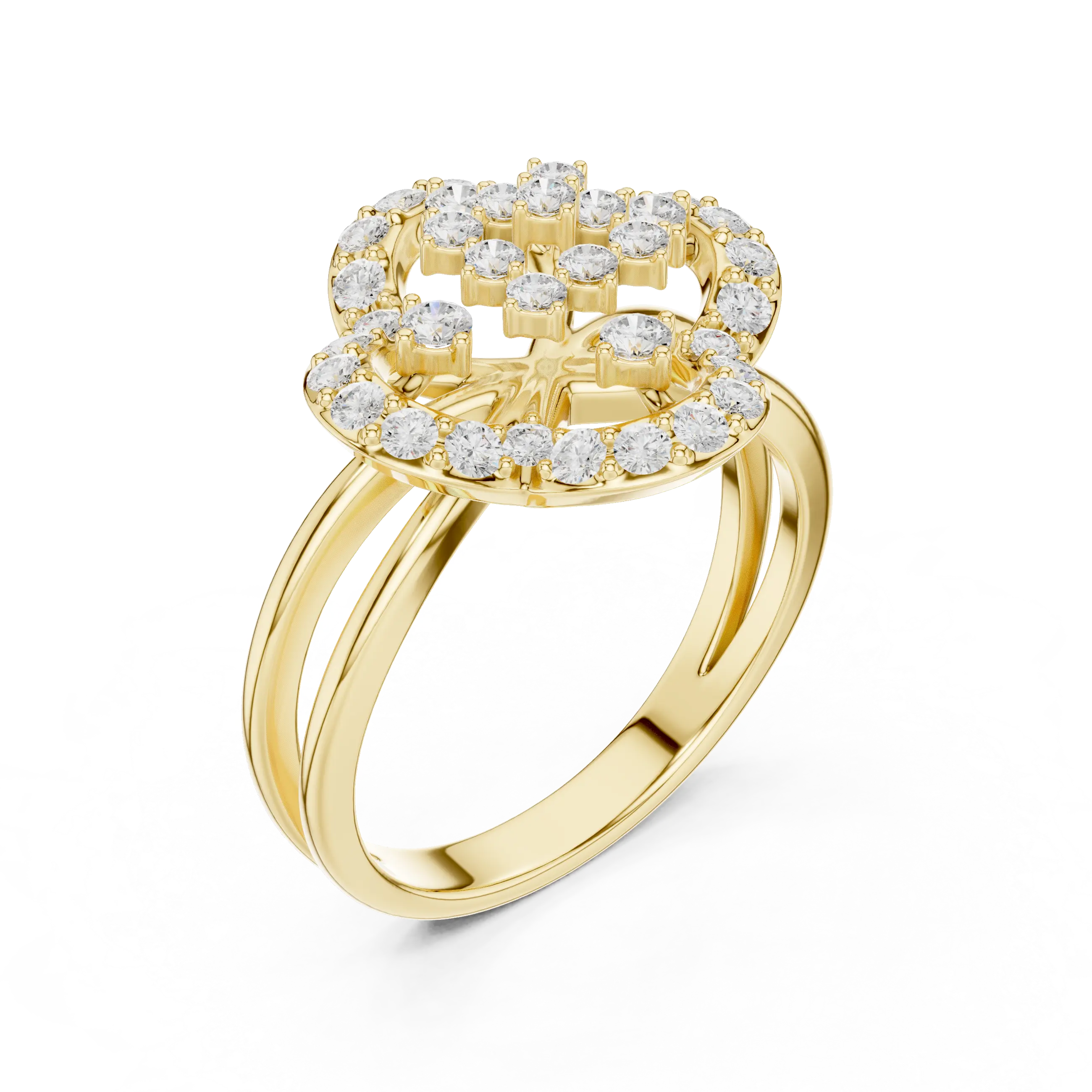 14K Rose Gold Crown Moissanite Diamond Cluster Halo Ring